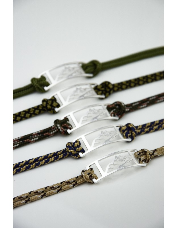 Bracelet homme montagne à message, corde - motif Fully- plaqué